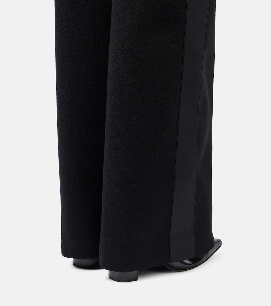 Sacai Leather-trimmed melton knee-high boots