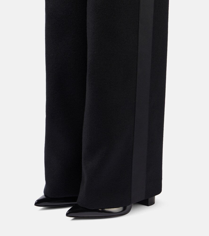 Sacai Leather-trimmed melton knee-high boots