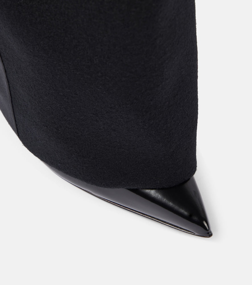 Sacai Leather-trimmed melton knee-high boots