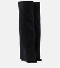 Sacai Leather-trimmed melton knee-high boots - Sacai 皮革饰边羊毛及膝长靴