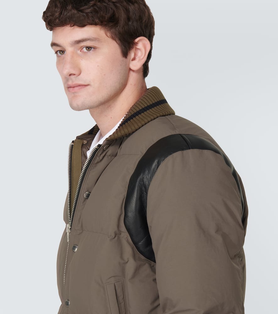 Sacai Leather-trimmed padded bomber jacket