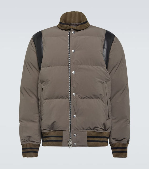 Sacai Leather-trimmed padded bomber jacket