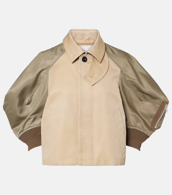 Sacai Paneled cotton-blend jacket