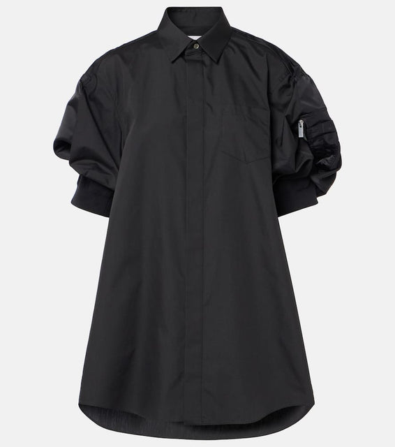 Sacai Poplin and technical twill shirt dress