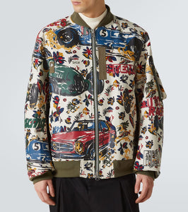 Sacai Printed cotton bomber jacket