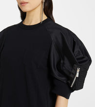 Sacai Puff-sleeve cotton-blend jersey midi dress