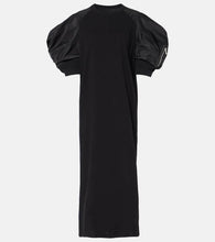 Sacai Puff-sleeve cotton-blend jersey midi dress