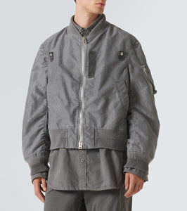 Sacai Ripstop-trimmed twill bomber jacket