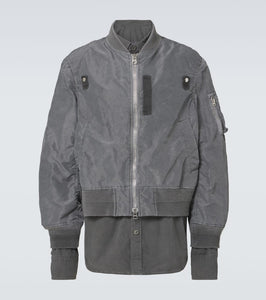 Sacai Ripstop-trimmed twill bomber jacket