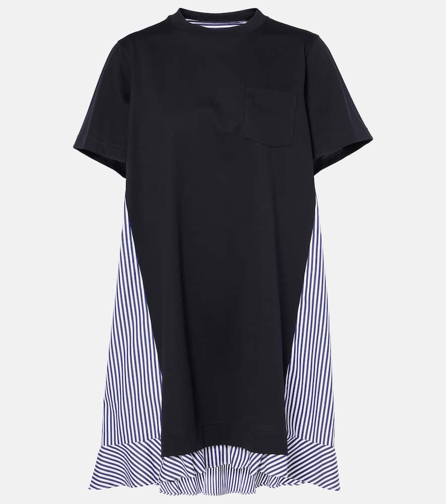Sacai Striped cotton minidress