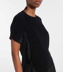 Sacai Striped jersey and poplin shirt dress