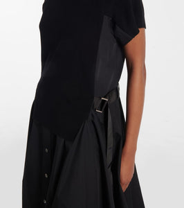 Sacai Striped jersey and poplin shirt dress
