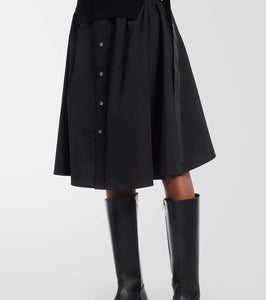 Sacai Striped jersey and poplin shirt dress