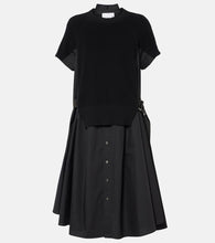 Sacai Striped jersey and poplin shirt dress