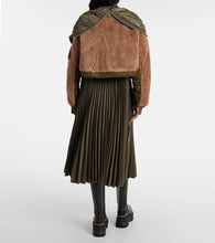 Sacai Twill-trimmed faux fur jacket