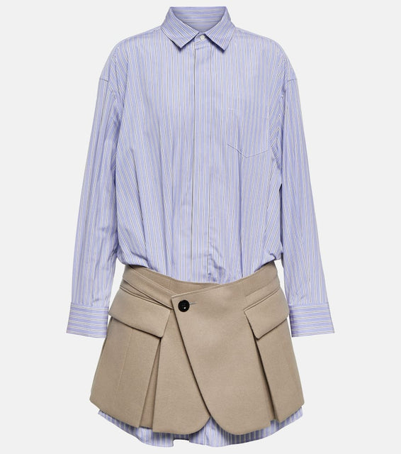 Sacai x Thomas Mason cotton and wool shirt dress