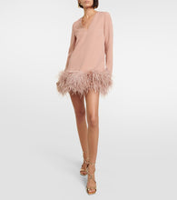Safiyaa Aleannah feather-trimmed crêpe minidress