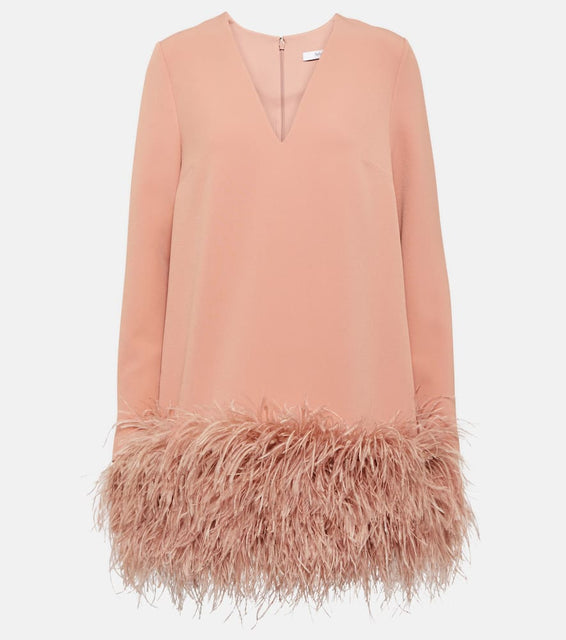 Safiyaa Aleannah feather-trimmed crêpe minidress