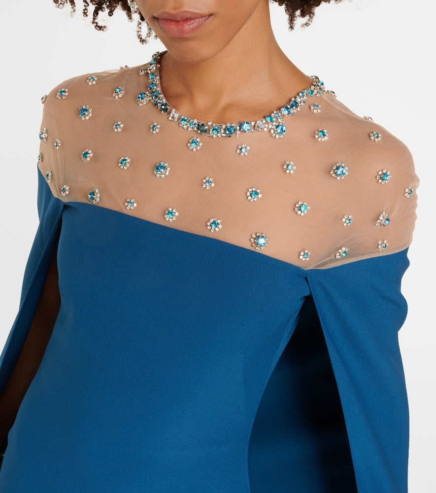Safiyaa Ambere embroidered cape-detail gown