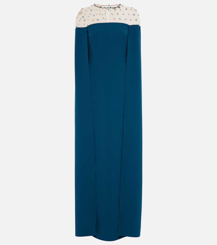 Safiyaa Ambere embroidered cape-detail gown. Safiyaa Ambere 刺绣披风细节礼服