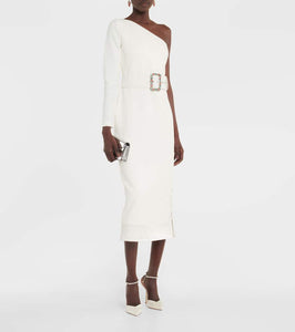 Safiyaa Asymmetrical crêpe midi dress