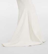Safiyaa Bridal Starlana feather-trimmed crêpe gown