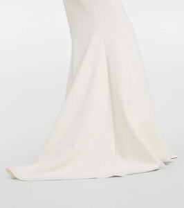 Safiyaa Bridal Starlana feather-trimmed crêpe gown