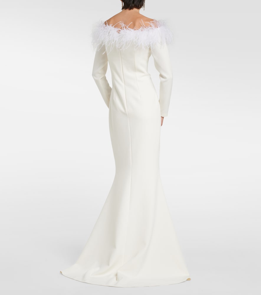 Safiyaa Bridal Starlana feather-trimmed  gown