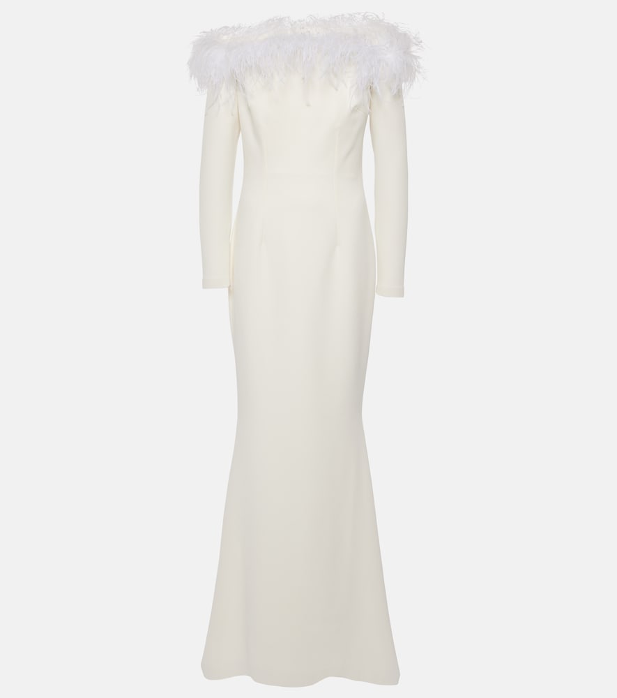 Safiyaa Bridal Starlana feather-trimmed  gown. Safiyaa Bridal Starlana 羽毛镶边礼服