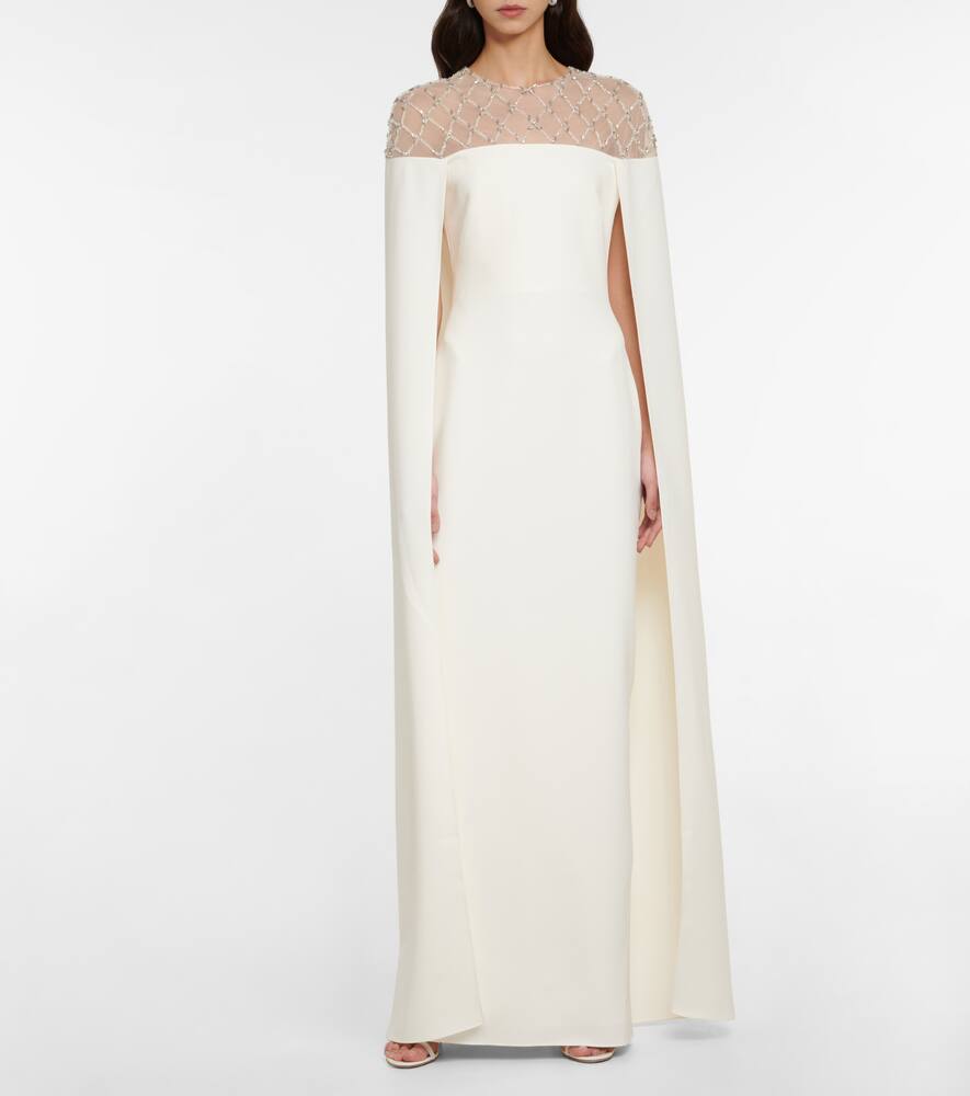 Safiyaa Bridal embellished cr√É¬™pe cape gown