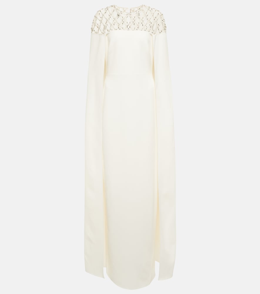 Safiyaa Bridal embellished cr√É¬™pe cape gown