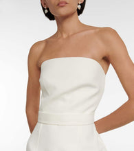 Safiyaa Bridal feather-trimmed crêpe midi dress