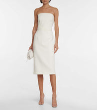 Safiyaa Bridal feather-trimmed crêpe midi dress