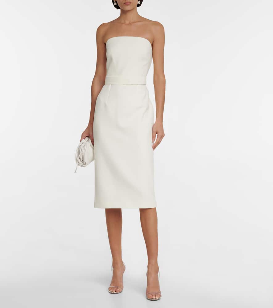 Safiyaa Bridal feather-trimmed crêpe midi dress