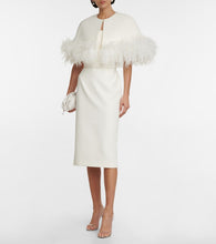 Safiyaa Bridal feather-trimmed  midi dress