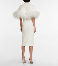 Safiyaa Bridal feather-trimmed  midi dress