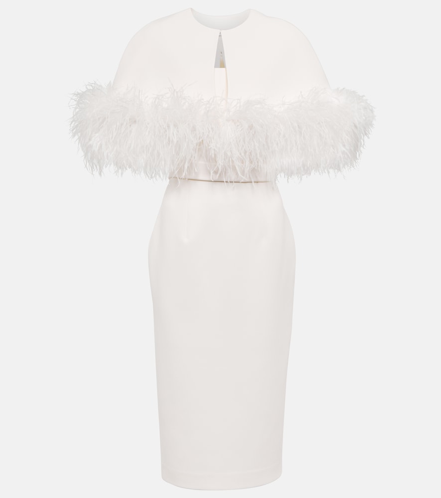 Safiyaa Bridal feather-trimmed  midi dress. Safiyaa Bridal 羽毛装饰中长连衣裙