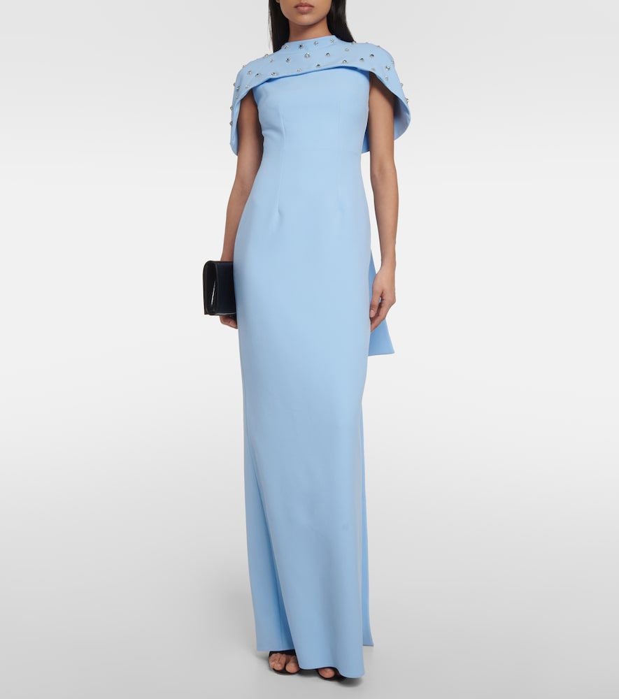 Safiyaa Crystal-embellished caped gown