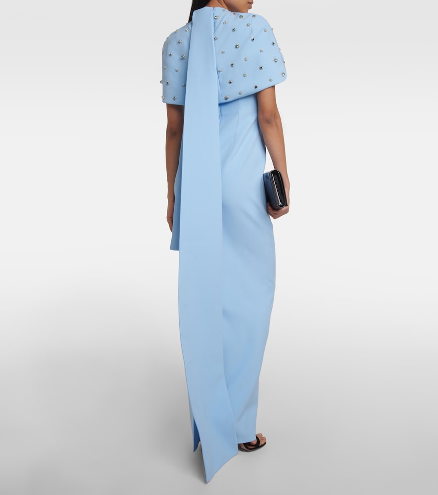 Safiyaa Crystal-embellished caped gown