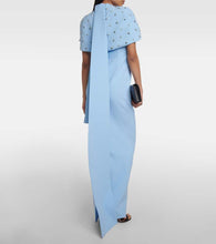 Safiyaa Crystal-embellished caped gown