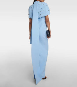 Safiyaa Crystal-embellished caped gown