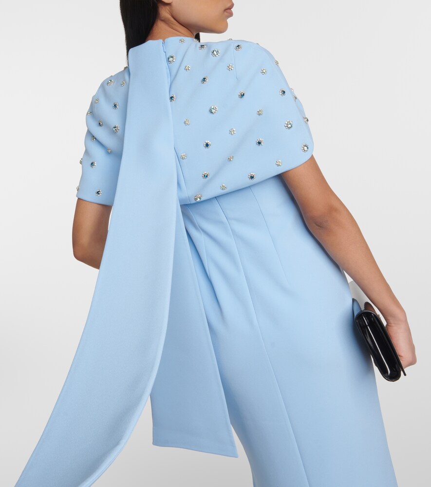 Safiyaa Crystal-embellished caped gown