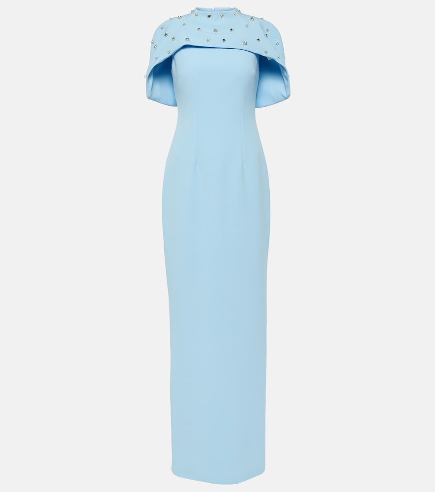 Safiyaa Crystal-embellished caped gown. Safiyaa 水晶装饰披肩礼服