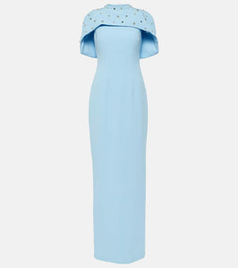 Safiyaa Crystal-embellished caped gown