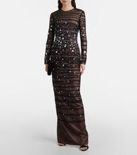 Safiyaa Defne sequined pleated tulle gown