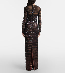 Safiyaa Defne sequined pleated tulle gown