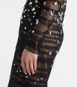 Safiyaa Defne sequined pleated tulle gown