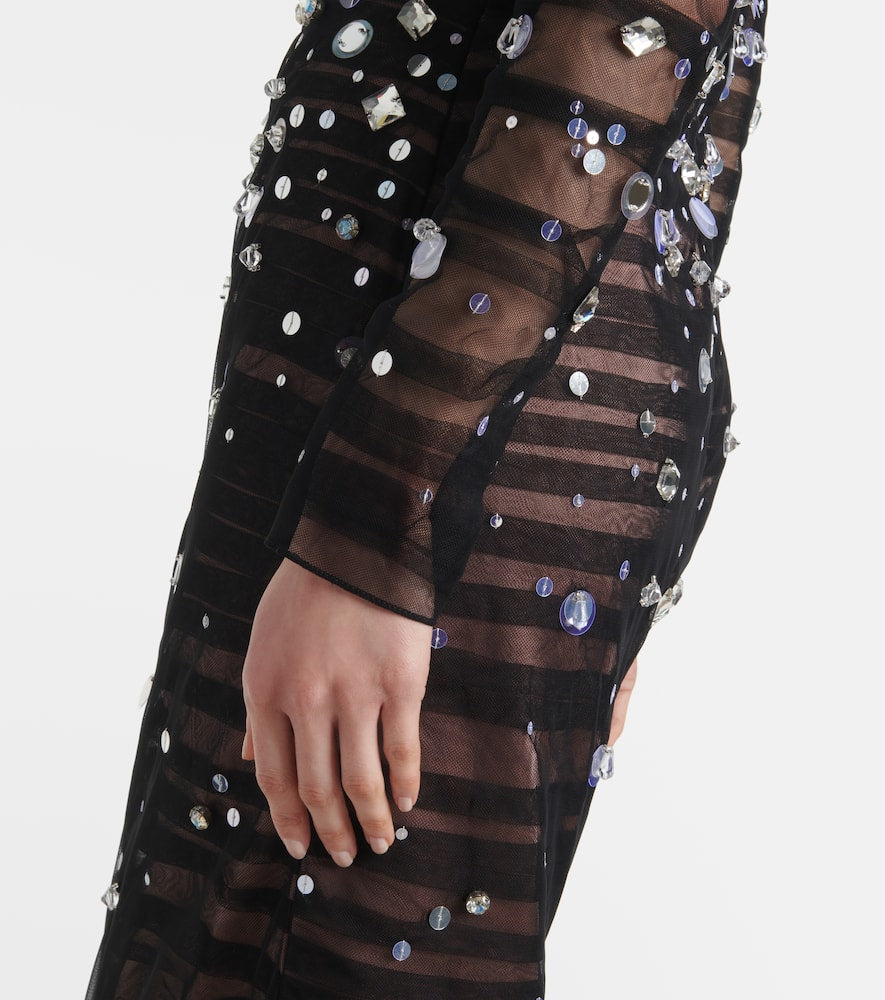 Safiyaa Defne sequined pleated tulle gown