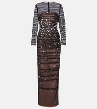 Safiyaa Defne sequined pleated tulle gown
