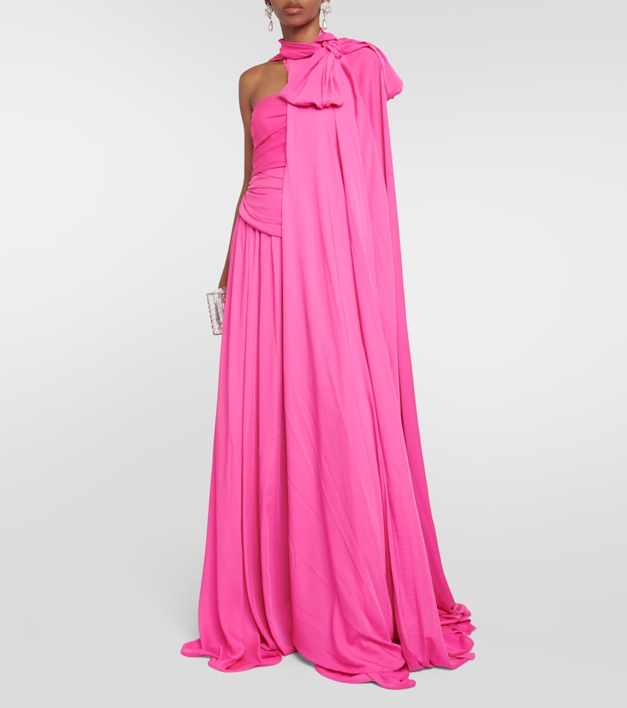 Safiyaa Draped chiffon cape gown
